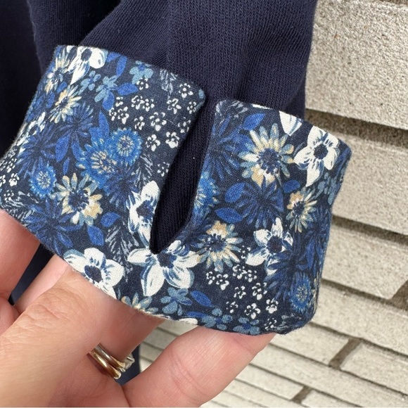 Talbots Navy Blue Cotton Knit Floral Collared Shift Dress - Picture 10 of 13